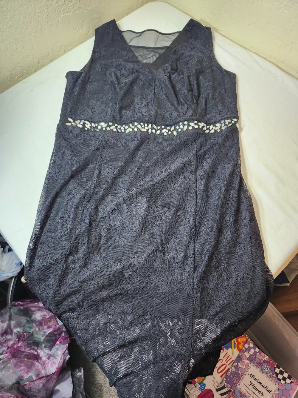 En Focus Studio Black Lace Formal Dress Mesh neckline